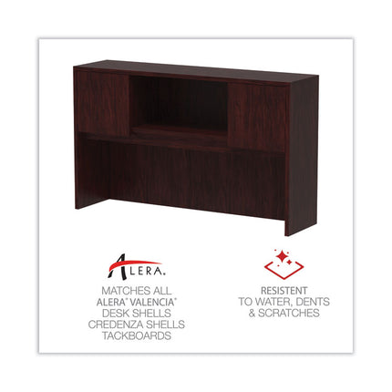 Alera Valencia Series Hutch with Doors, 4 Compartments, 58.88w x 15d x 35.38h, Mahogany