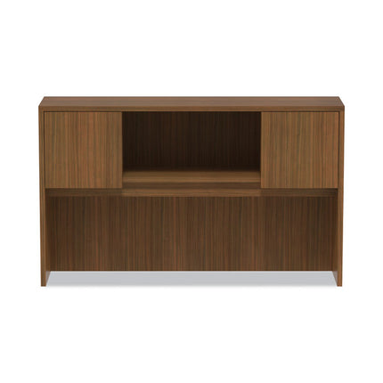 Alera Valencia Series Hutch with Doors, 4 Compartments, 58.88w x 15d x 35.38h, Modern Walnut