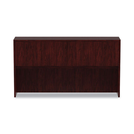 Alera Valencia Series Hutch with Doors, 4 Compartments, 64.75w x 15d x 35.38h, Mahogany
