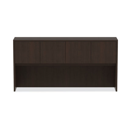 Alera Valencia Series Hutch with Doors, 4 Compartments, 70.63w x 15d x 35.38h, Espresso