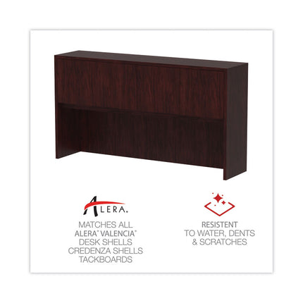 Alera Valencia Series Hutch with Doors, 4 Compartments, 70.63w x 15d x 35.38h, Mahogany