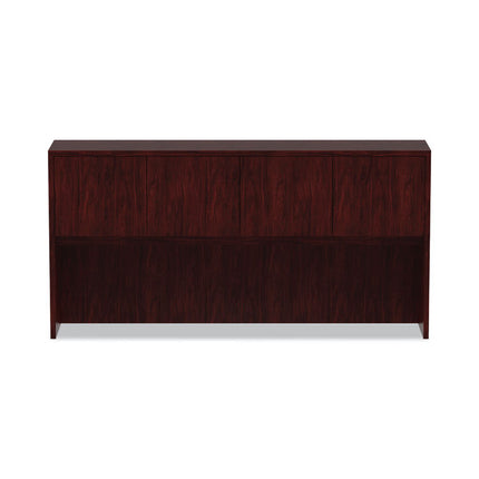 Alera Valencia Series Hutch with Doors, 4 Compartments, 70.63w x 15d x 35.38h, Mahogany