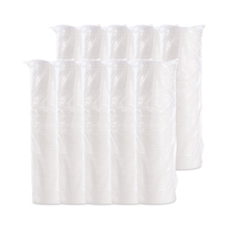 Plastic Lids, Vented, Fits 8 oz to 10 oz Hot/Cold Foam Cups, White, 100/Pack, 10 Packs/Carton