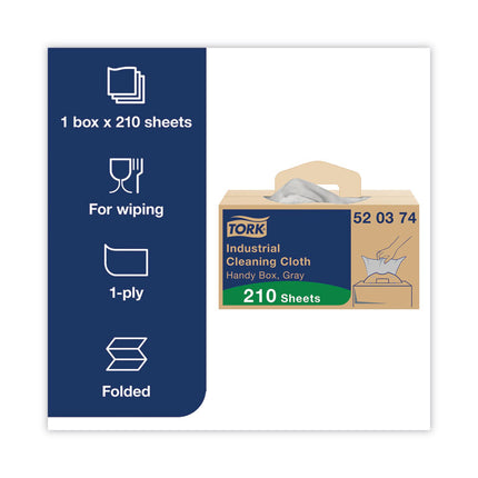 Industrial Cleaning Cloths, 1-Ply, 16.34 x 14, Gray, 210 Wipes/Box