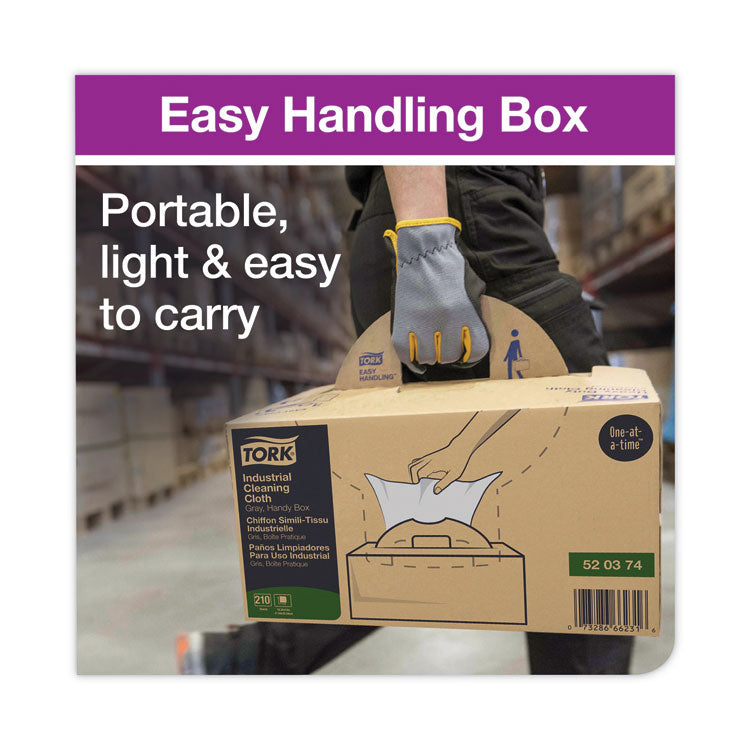 Industrial Cleaning Cloths, 1-Ply, 16.34 x 14, Gray, 210 Wipes/Box