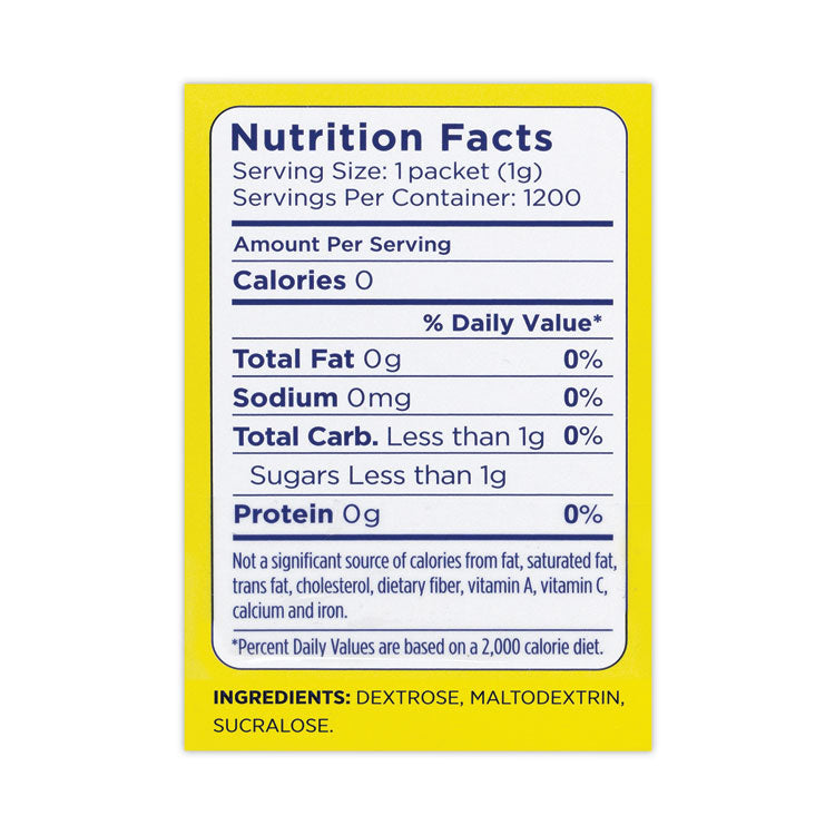 No Calorie Sweetener, 1 g Packet, 1,200/Carton
