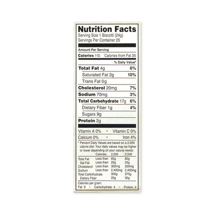 Biscotti, Dark Chocolate Almond, 1 lb 5 oz Tub, 25 Pieces/Tub, 1 Tub/Carton