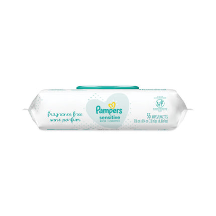Sensitive Baby Wipes, 1-Ply, 6.8 x 7, Unscented, White, 56/Pack, 8 Packs/Carton
