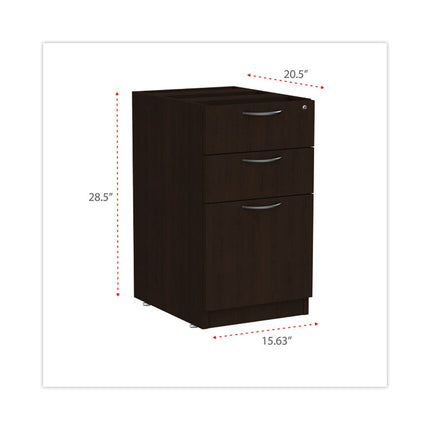 Alera Valencia Series Full Pedestal File, Left/right, 3-Drawers: Box/box/file, Legal/letter, Espresso, 15.63" X 20.5" X 28.5"