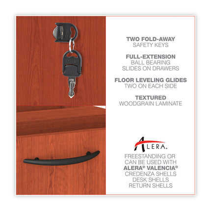 Alera Valencia Series Full Pedestal File, Left/right, 3-Drawers: Box/box/file, Legal/letter, Cherry, 15.63" X 20.5" X 28.5"