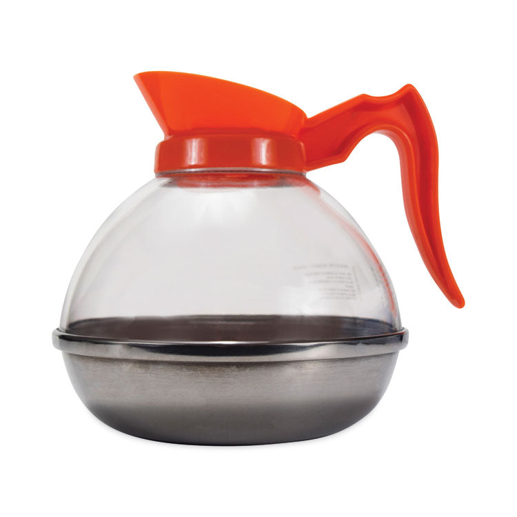 Unbreakable Decaffeinated Coffee Decanter, 60 oz, Orange Handle
