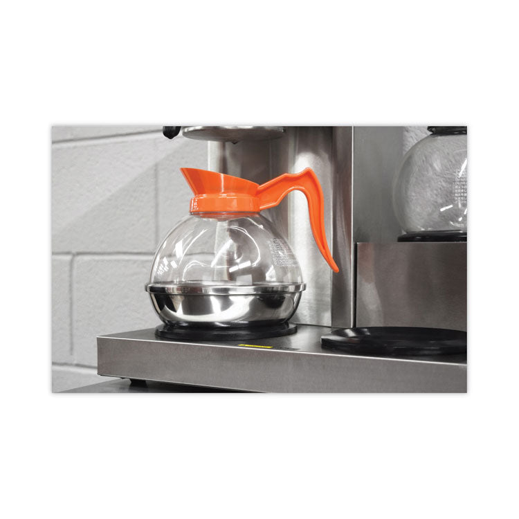 Unbreakable Decaffeinated Coffee Decanter, 60 oz, Orange Handle