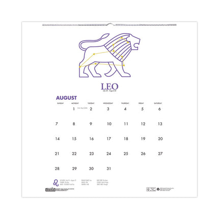Recycled Academic Zodiac Wall Calendar, 11 x 14, Multicolor Sheets, 12-Month (Aug to July): 2024 to 2025