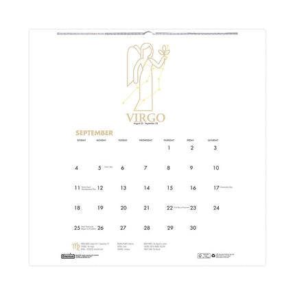 Recycled Academic Zodiac Wall Calendar, 11 x 14, Multicolor Sheets, 12-Month (Aug to July): 2024 to 2025