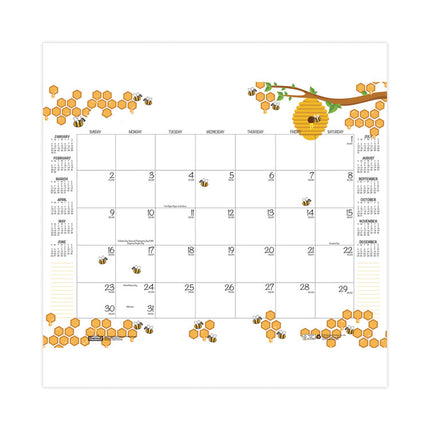 Academic Year Recycled Honeycomb Desk Pad Calendar, 22 x 17, White/Multicolor Sheets, 12-Month (Aug to July): 2024 to 2025