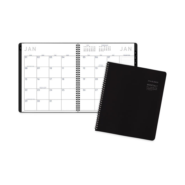 Contemporary Lite Monthly Planner, 11 x 9, Black Cover, 12-Month (Jan to Dec): 2025