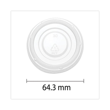 Portion Cup Lids, Fits 2 oz Portion Cups, Plastic, Clear, 2,500/Carton
