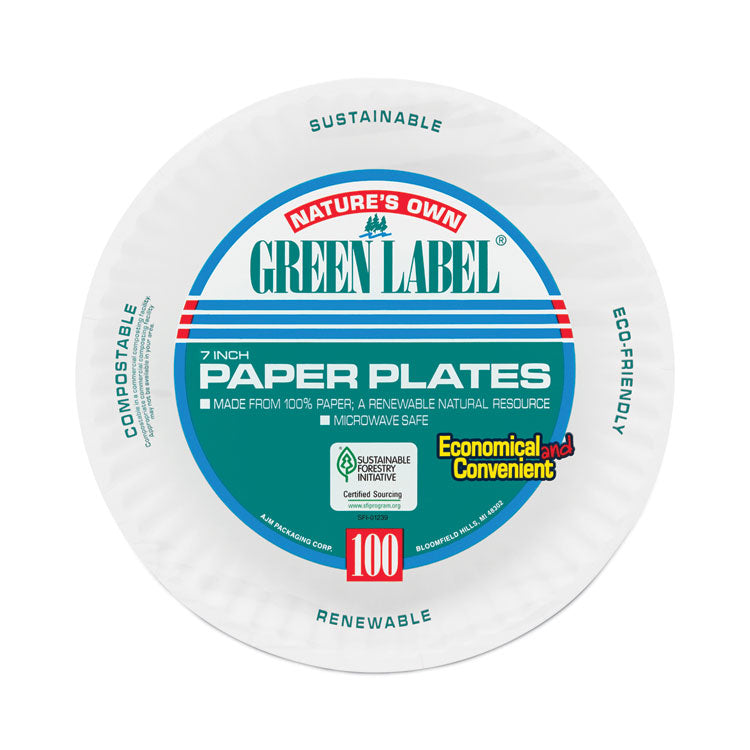 White Paper Plates, 7" Dia, 100/pack, 10 Packs/carton