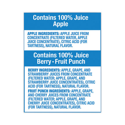100% Juice Pouches Variety Pack, 6 oz, 40 Pouches/Carton