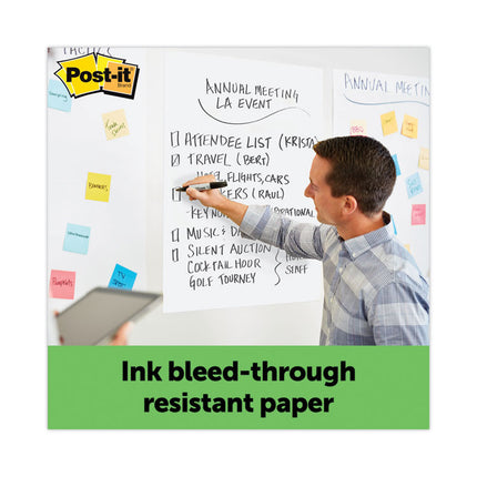 Vertical-Orientation Self-Stick Easel Pad Value Pack, Green Headband, Unruled, 25 x 30, White, 30 Sheets, 6/Carton