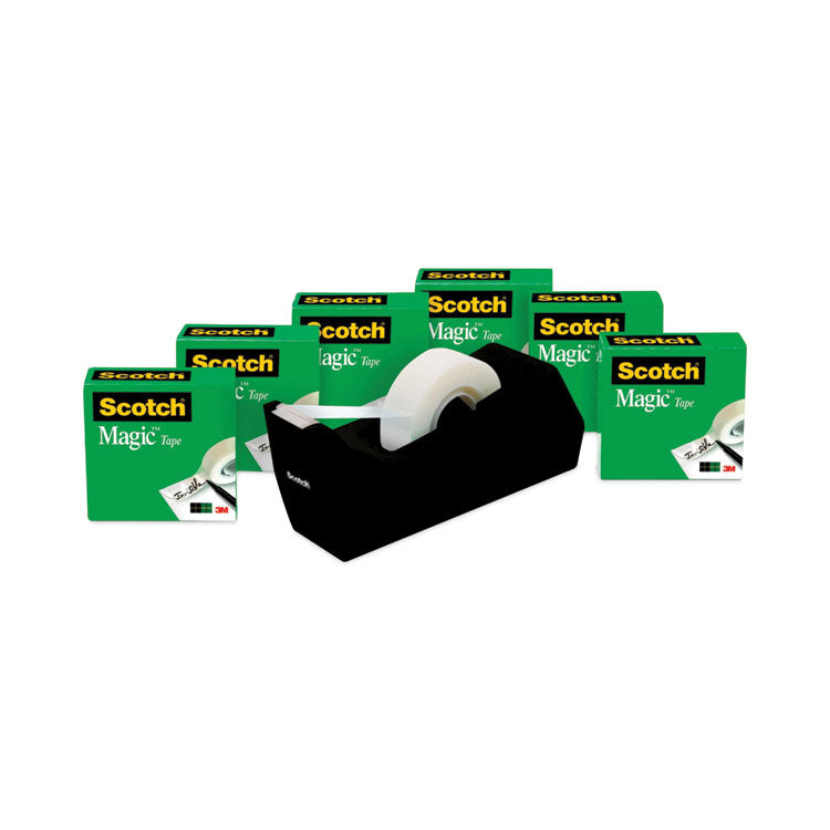 Magic Tape Desktop Dispenser Value Pack, 1" Core, 0.75" X 83.33 Ft, Clear, 6/pack