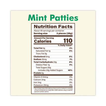 Mint Patties,175 Individually Wrapped, 3 lb Bag