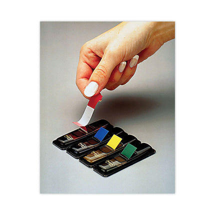 Small Page Flags in Dispensers, 0.5 x 1.75, Assorted Primary, 35/Color, 4 Dispensers/Pack