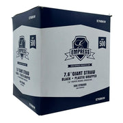 Empress Giant Straw Plastic Wrapped 7.6" Black Boxed 24 / 500 cs