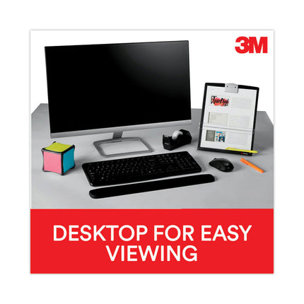 Fold-Flat Freestanding Desktop Copyholder, 150 Sheet Capacity, Plastic, Black/silver Clip