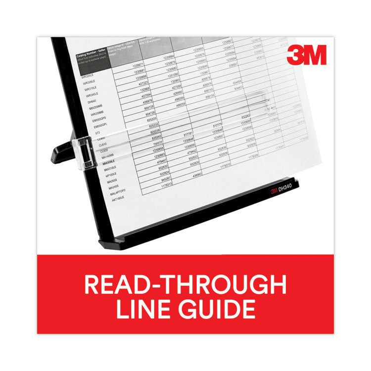 Fold-Flat Freestanding Desktop Copyholder, 150 Sheet Capacity, Plastic, Black/silver Clip