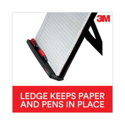 Fold-Flat Freestanding Desktop Copyholder, 150 Sheet Capacity, Plastic, Black/silver Clip