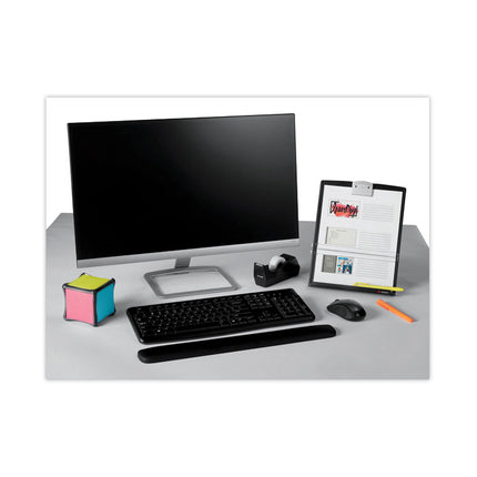 Fold-Flat Freestanding Desktop Copyholder, 150 Sheet Capacity, Plastic, Black/silver Clip