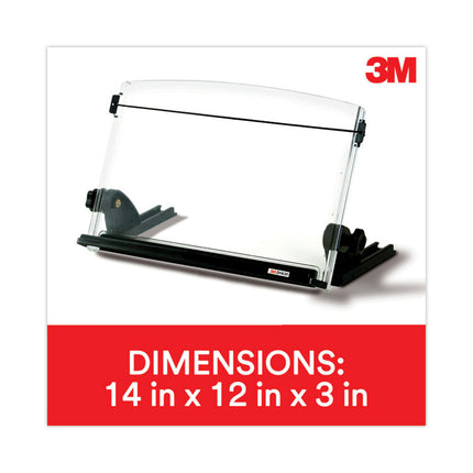 In-Line Adjustable Desktop Copyholder,150 Sheet Capacity, Plastic, Black/clear