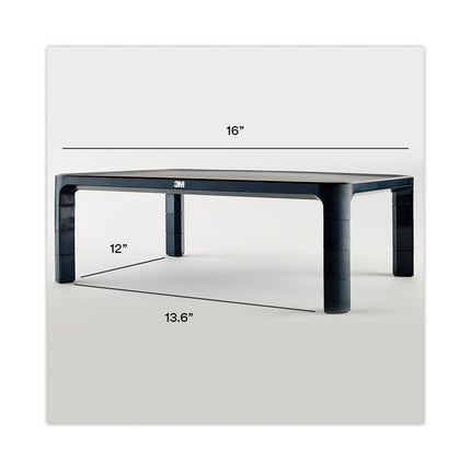 Adjustable Monitor Stand, 16" X 12" X 1.75" To 5.5", Black, Supports 20 Lbs
