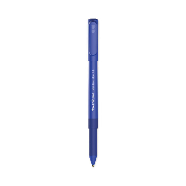 Write Bros. Grip Ballpoint Pen, Stick, Medium 1 Mm, Blue Ink, Blue Barrel, Dozen