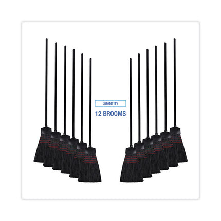 Maid Broom, Plastic Bristles, 54" Overall Length, Dozen