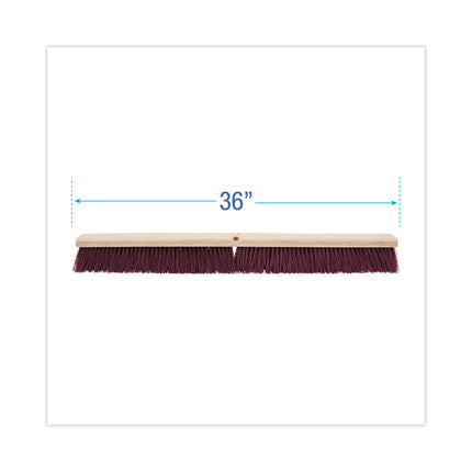 Floor Brush Head, 3.25" Maroon Stiff Polypropylene Bristles, 36" Brush
