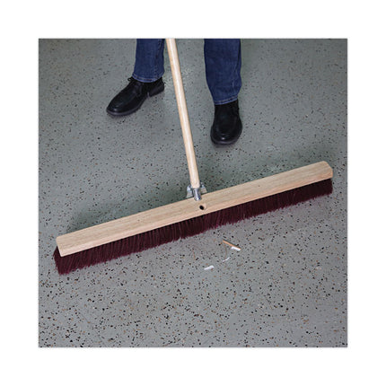 Floor Brush Head, 3.25" Maroon Stiff Polypropylene Bristles, 36" Brush