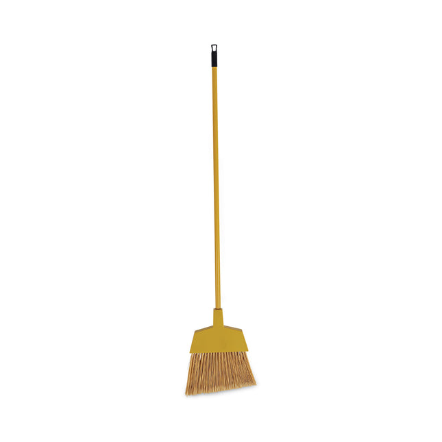 Corn Fiber Angled-Head Lobby Brooms, 55" Handle, Yellow, 12/carton
