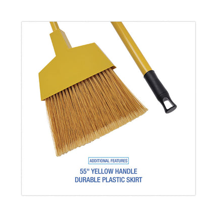 Corn Fiber Angled-Head Lobby Brooms, 55" Handle, Yellow, 12/carton