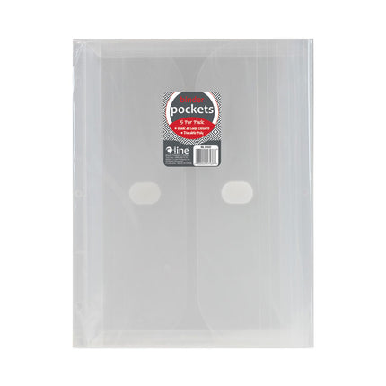 Poly Binder Pockets, 9.25 x 11.5, Clear, 5/Pack