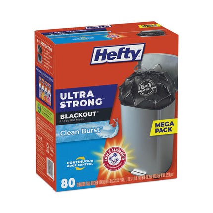 Ultra Strong BlackOut Tall-Kitchen Drawstring Bags, 13 gal, Citrus Twist Scent, 23.75" x 24.88", Black, 80/Box