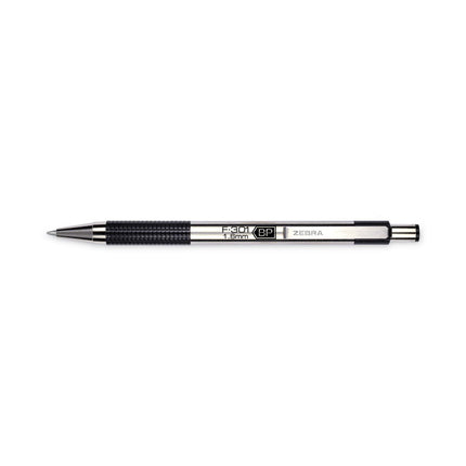 F-301 Ballpoint Pen, Retractable, Bold 1.6 Mm, Black Ink, Stainless Steel/black Barrel, 2/pack