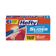 Slider Stand and Fill Freezer Storage Bags, 32 oz, 7" x 8", Clear, 35/Box
