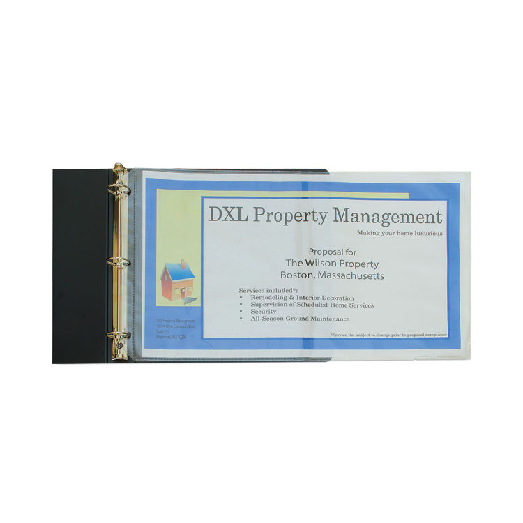 Panoramic Fold-Out Poly Sheet Protectors, Center Loading, Clear, 17 x 11, 25/Box