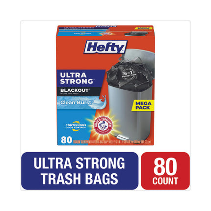 Ultra Strong BlackOut Tall-Kitchen Drawstring Bags, 13 gal, Citrus Twist Scent, 23.75" x 24.88", Black, 80/Box