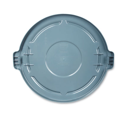 BRUTE Self-Draining Flat Top Lids for 10 gal Round BRUTE Container, 15.91" Diameter, Gray, 6/Carton