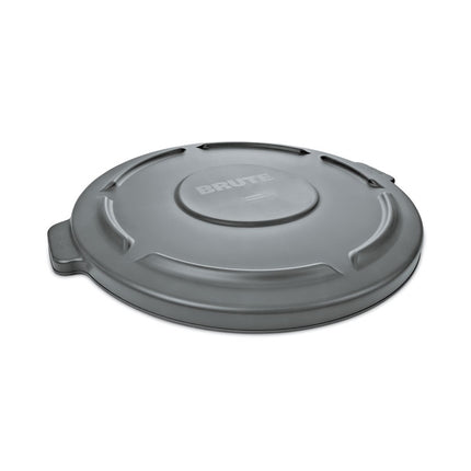BRUTE Self-Draining Flat Top Lids for 10 gal Round BRUTE Container, 15.91" Diameter, Gray, 6/Carton