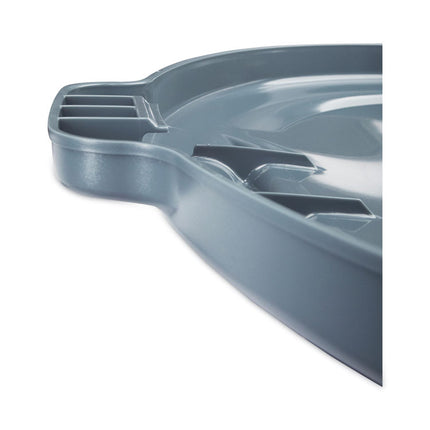 BRUTE Self-Draining Flat Top Lids for 10 gal Round BRUTE Container, 15.91" Diameter, Gray, 6/Carton