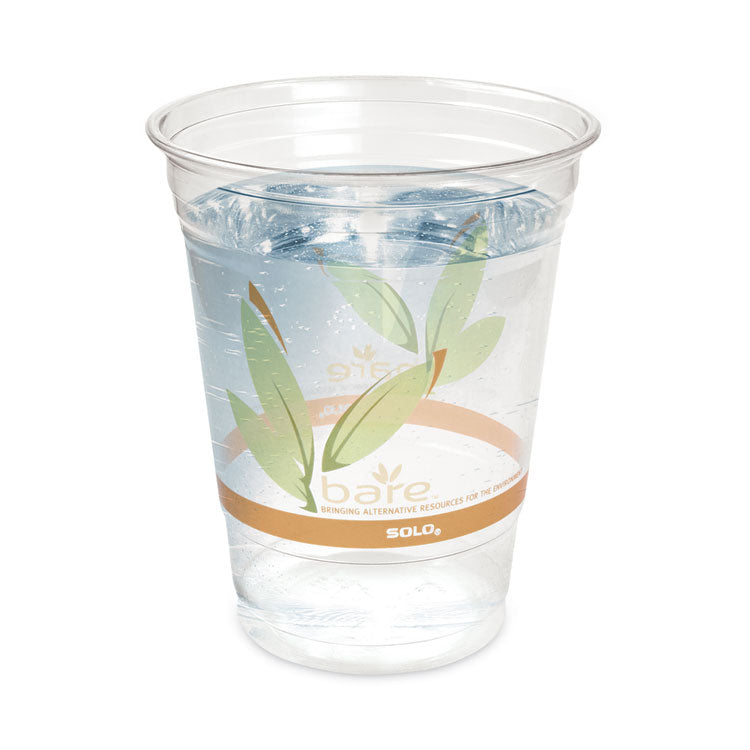 Bare Eco-Forward RPET Cold Cups, Squat, 12 oz to 14 oz, Plastic, Leaf Design, 50/Pack, 20 Packs/Carton